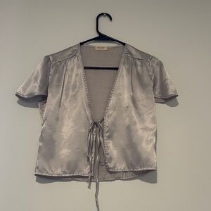 Brandy Melville Silver Tie-Front Women's Top
